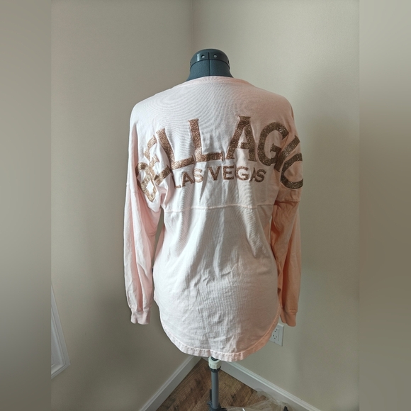 SPIRIT JERSEY Tops - Spirit Jersey MGM Resorts Bellagio Las Vegas Gold Sparkle Long Sleeve Top Size S
